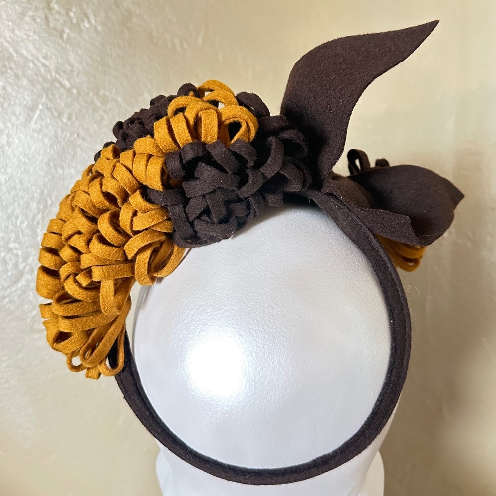 RARE 1930's BROWN/GOLD FELT TILT HAT - Picture 6 of 13